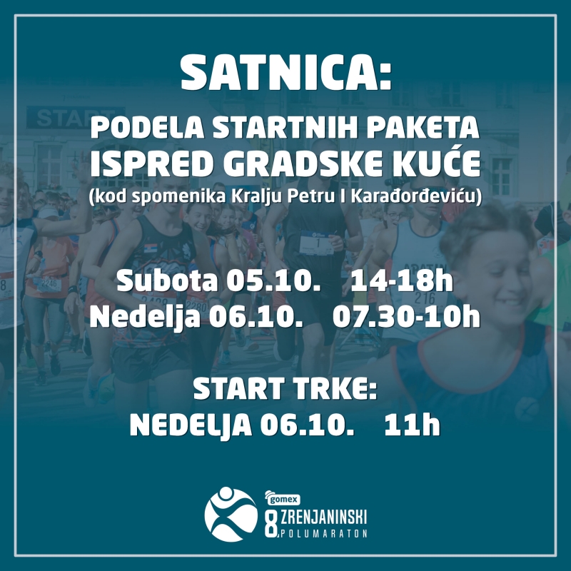 Saopštenje za medije: 8. Gomex Zrenjaninski polumaraton, informacije za takmičare i sugrađane zbog zatvaranja ulica.